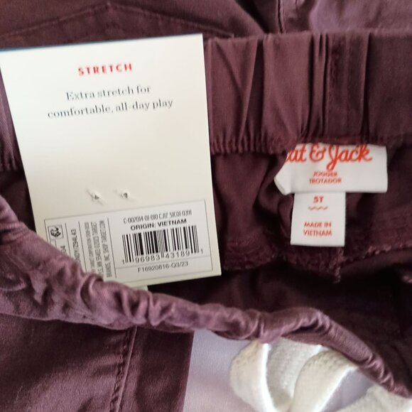 Cat & Jack Joggers Kids 5T Brown Drawstring Waist Tapered Leg NWT Stretch Pants - Picture 3 of 8